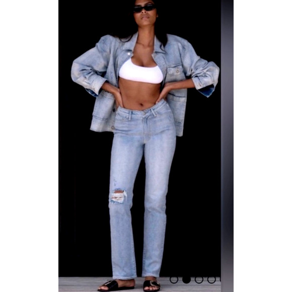 LNDN Landon Denim High Rise Straight Leg Distressed Jeans 25" Waist - Picture 2 of 16